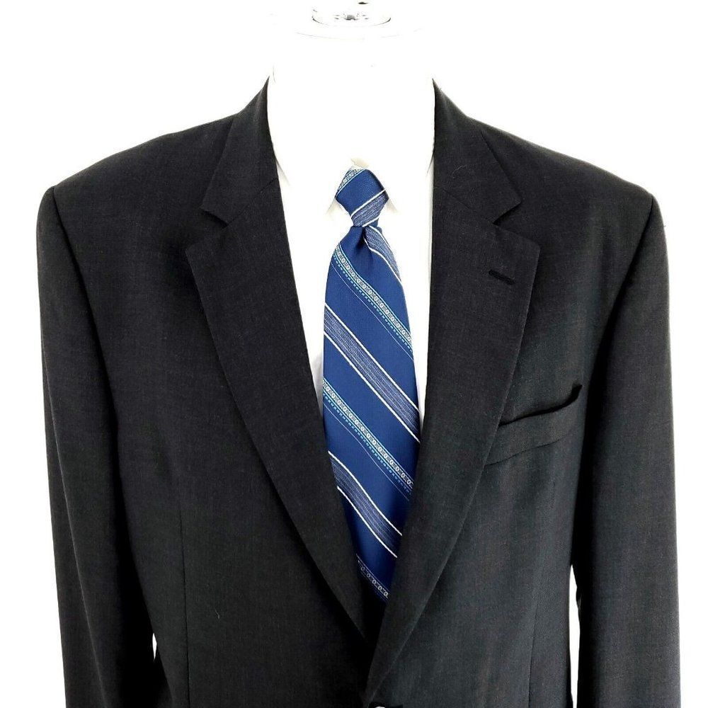 Jos. A. Bank Men’s Charcoal Gray Sport Coat with Blue Striped Tie